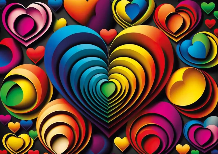 Puzzle Bunte Herzen 1000 Teile