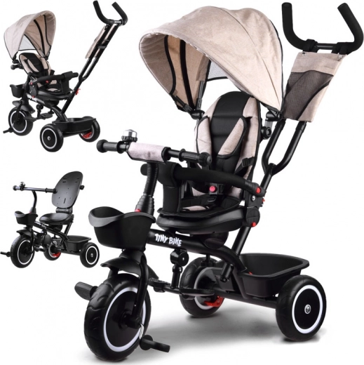 3-in-1 Kinder-Dreirad mit Verdeck TINY BIKE – Beige