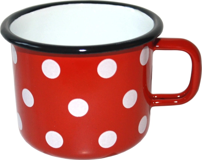 Emaillebecher mit Punkten 0,25 l, rot