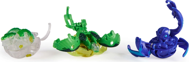 Drei sich verwandelnde Bakugan-Figuren