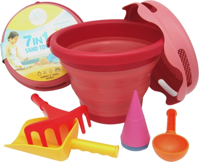 Compactoys faltbares Sandspielzeug-Set 7-in-1 rot