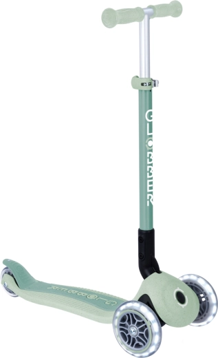 Globber Primo Foldable Lights Ecologic Kinder-Dreirad-Scooter (faltbar) mit Leuchträdern, pistaziengrün