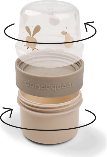 Done by Deer kleiner zweiteiliger Snackbox To go 2-way Birdee sandfarben