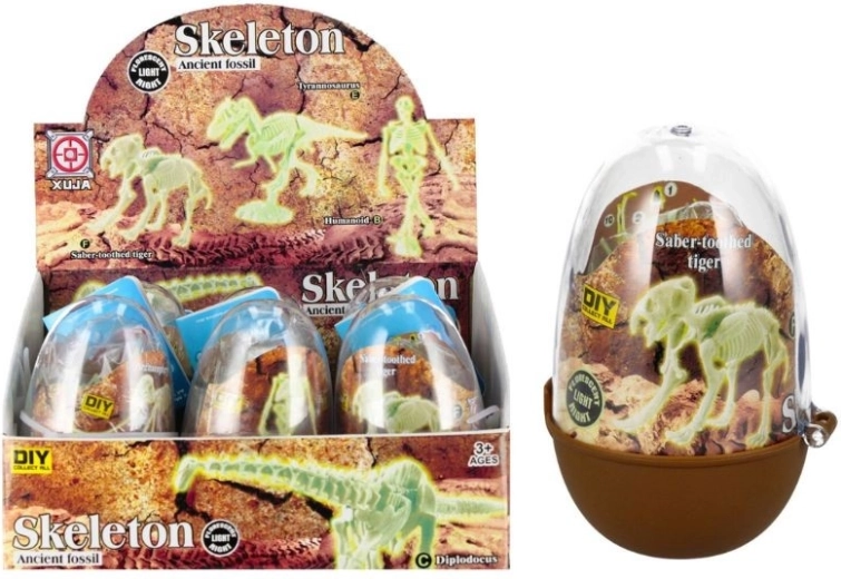 Leuchtendes Dinosaurierskelett im Kunststoffei – Sammler-Bauset