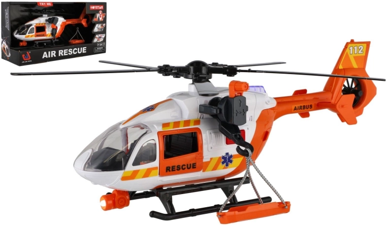 Batteriebetriebener Rettungshubschrauber mit Licht, Sound und Seilwinde, 32 cm