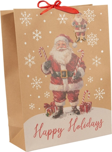 Weihnachtliche Geschenkpapiertüte XL, beige, Dekormix – 1 Stück