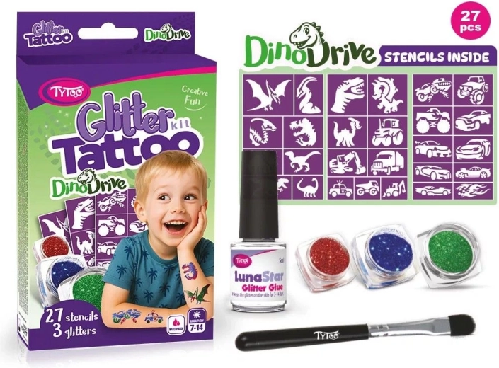 Set glitzernder DinoDrive-Tattoos