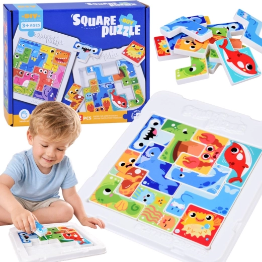Tetris-Logikpuzzle – Meeres­tiere, 12 Teile