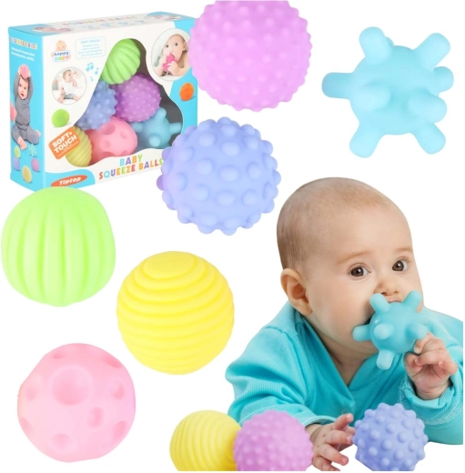 Sensorische weiche Bälle für Babys, Set mit 6 Stück
