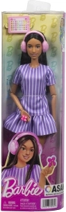 Barbie Fashionistas Puppe im violett gestreiften Kleid