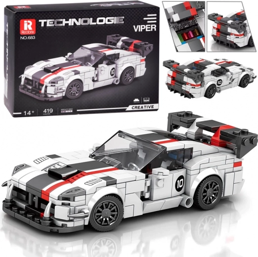 Technik-Bausatz – Supersportwagen Weißer Viper mit Spoiler, 419 Teile