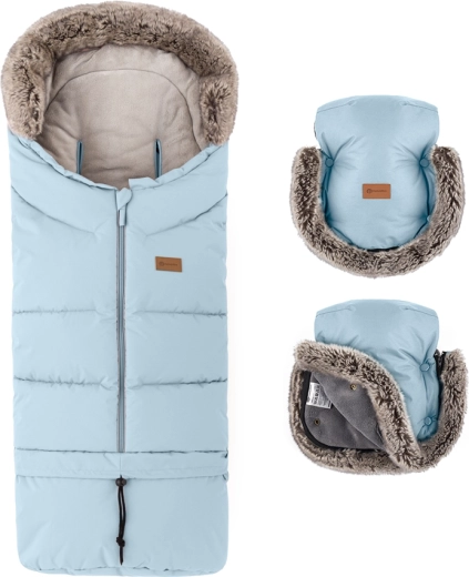 Petite&Mars Winter-Set Fußsack Arctic 4-in-1 + Handschuhe für Kinderwagen Furry Sky Whisper