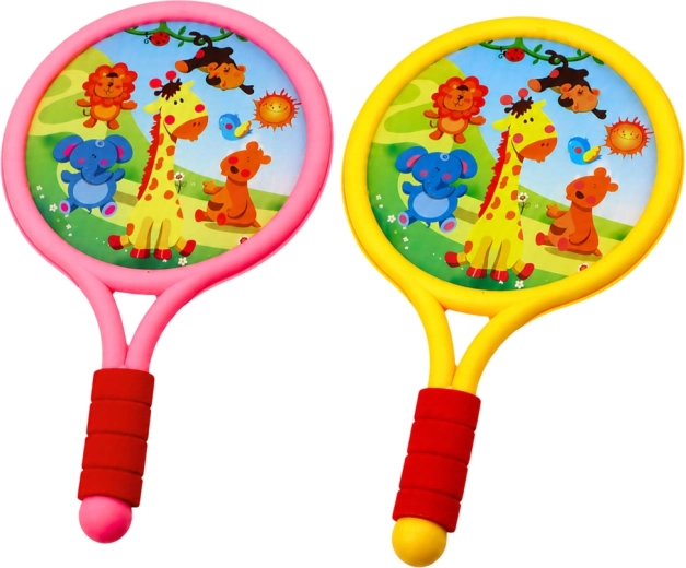 Bunte Schläger mit fröhlichen Tiermotiven