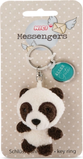 Panda-Beanbag-Schlüsselanhänger 7 cm mit Anhänger „Alles Gute“
