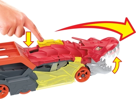 Drache, der Autos „ausspuckt“