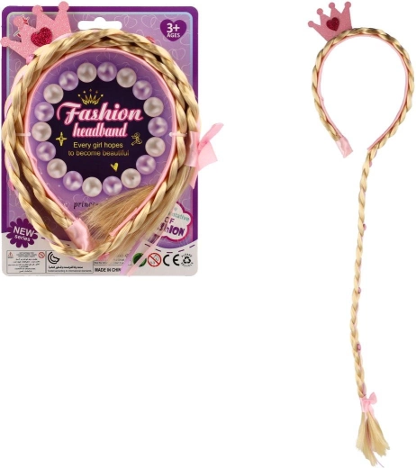 Prinzessinnen-Haarreif mit blondem Zopf 65 cm