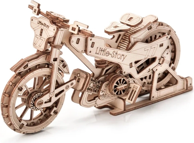 Detailreiches Motorradmodell aus Holz