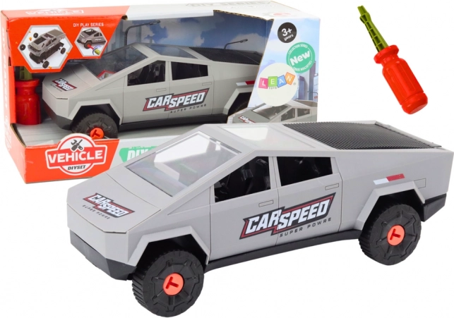 Montageauto für Kinder mit Schraubendreher – grau