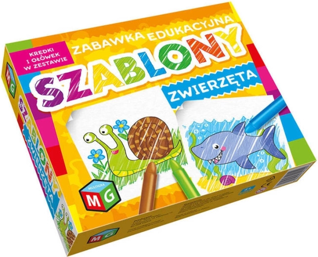 Schablonen Tiere mit Buntstiften, kreatives Set