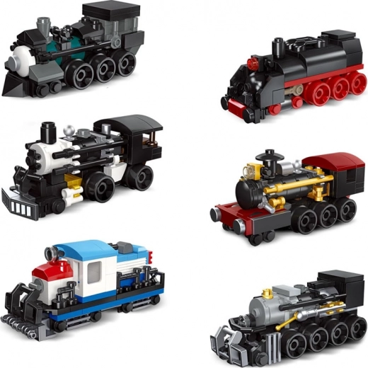 Sechs Modelle von Mini-Lokomotiven