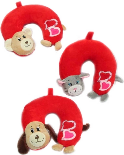 Weiches Kinder-Plüsch-Reisenackenkissen mit Tiermotiv Love 26 × 27 cm - 1 Stück