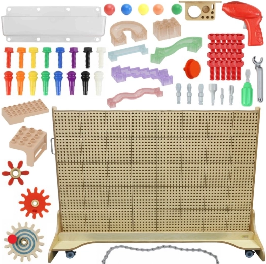 Masterkidz freistehende kreative STEM-Tafel 166 × 125 cm mit Zubehörset