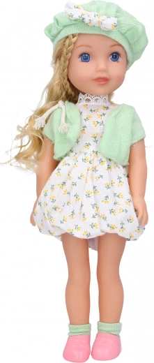 Puppe mit Geräuschen 36 cm mit Handtasche und Mütze