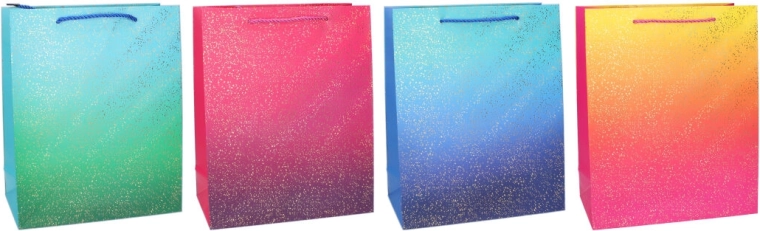 Geschenktasche S 18 × 23 × 8 cm, ganzjährig, Farbverlauf mit metallischen Punkten