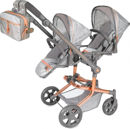 Klapbarer Zwillingspuppenwagen mit Rucksack CITY X – 91 cm