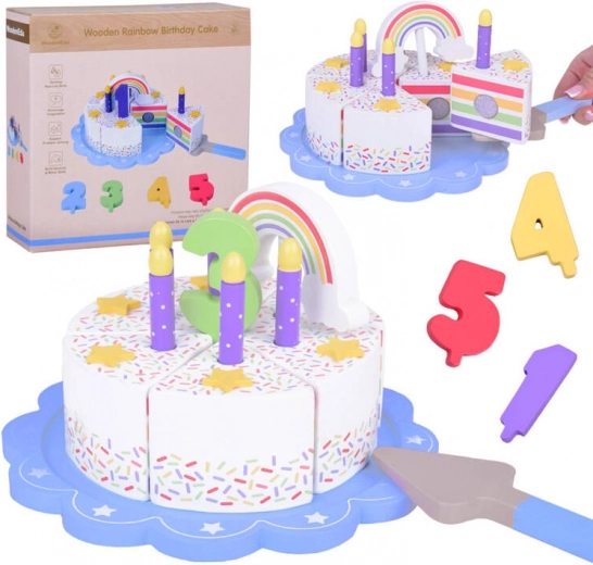 Holziger Regenbogen-Geburtstagskuchen