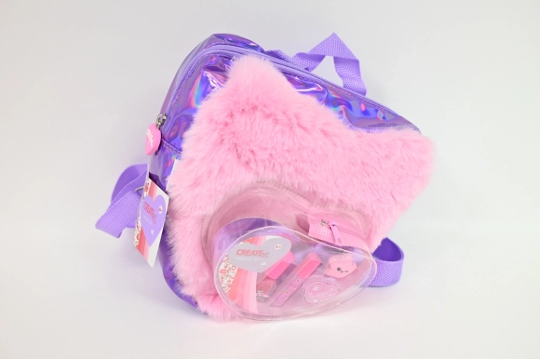 Create it! Make-up-Set im Plüsch-Rucksack Herz rosa