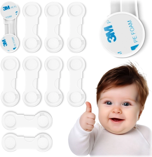 RICOKIDS Kindersicherungen für Schränke, Weiß, Set mit 10 Stück