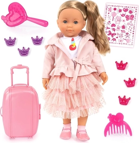BAYER Charlene elegante Puppe 46 cm mit Reisekoffer und Zubehör