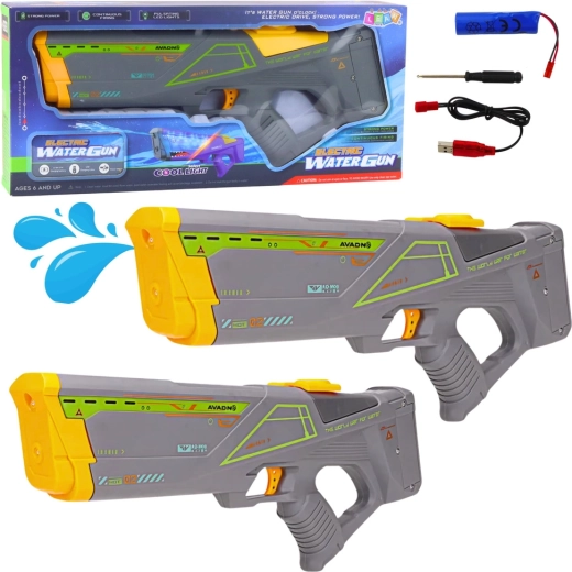 Elektrische Wasserpistole – automatischer Blaster 550 ml, Reichweite 10 m, grau