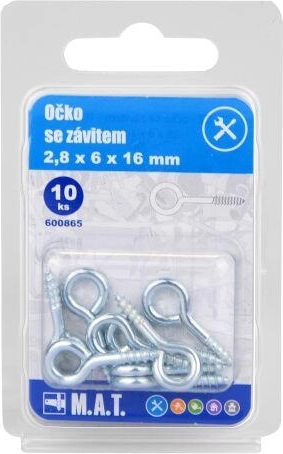 Geschlossenes Ösenschraubenauge 16 × 6 × 2,8 mm, Zink (10 Stk.)