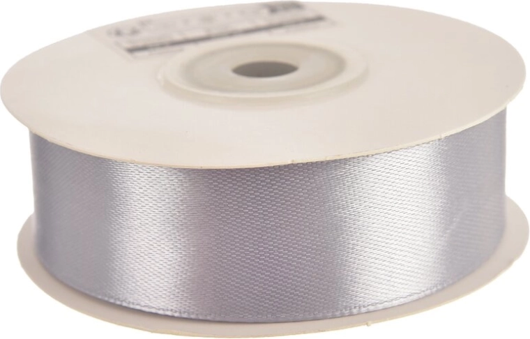 Satin-Dekorband silbern 25 mm, 25 m