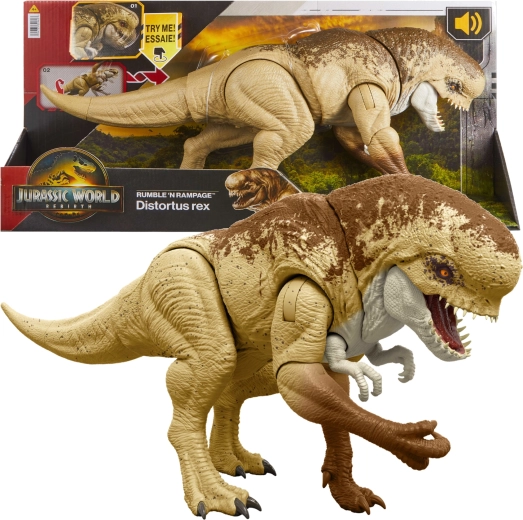 Outlet-Dinosaurierfigur Jurassic World: Die Wiedergeburt – Gefährlicher Angriff Distortus Rex 50 cm – beschädigte Verpackung
