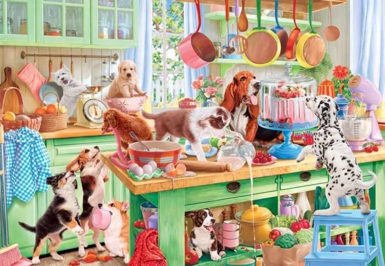 BLUEBIRD Puzzle Hunde in der Küche 1000 Teile