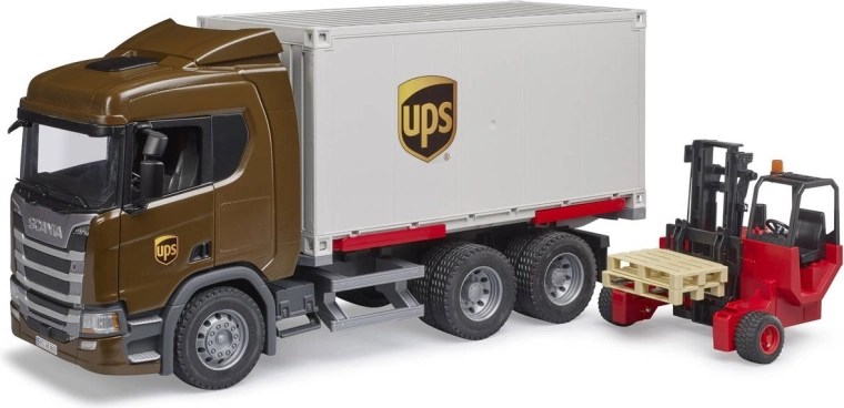 BRUDER Scania Super 560R UPS Logistikfahrzeug mit Gabelstapler