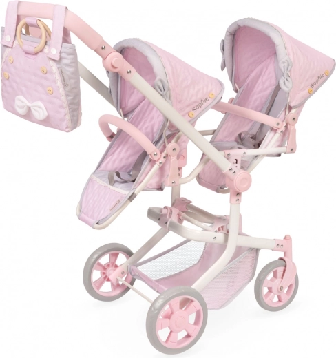Klapbarer Zwillings-Puppenwagen SOPHIE mit Tasche, höhenverstellbar 91 cm