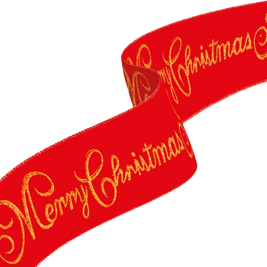 Weihnachtsband Merry Christmas, rot, 60 × 8 cm
