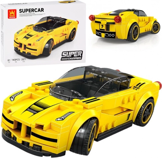 Technisches Konstruktionsset Sportwagen gelb, 143 Teile mit Aufklebern