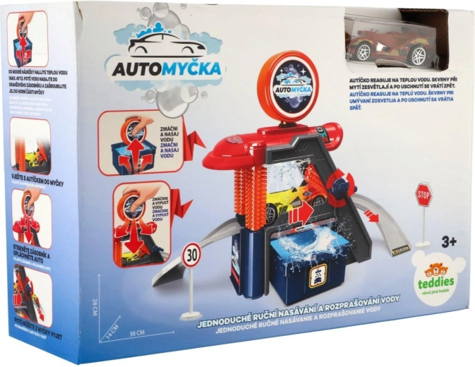 Autowaschanlage mit farbwechselndem Auto und Zubehör – 1 Stück
