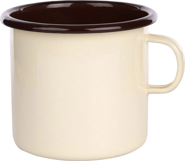 Emaillebecher Silesia 0,45 l cremefarben mit dunklem Innenraum