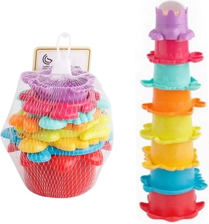 Badespielzeug 2-in-1 – bunte Becher und Turm
