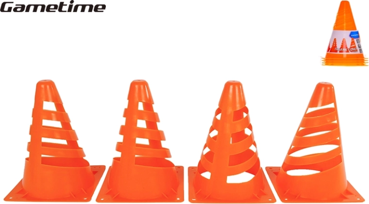 Set aus orangefarbenen Sportkegeln GAMETIME (4 Stk.)