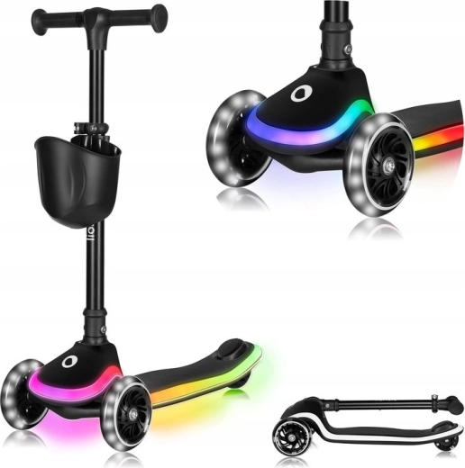 Lionelo klappbarer Kinderroller Mey Black Onyx mit LED-Beleuchtung