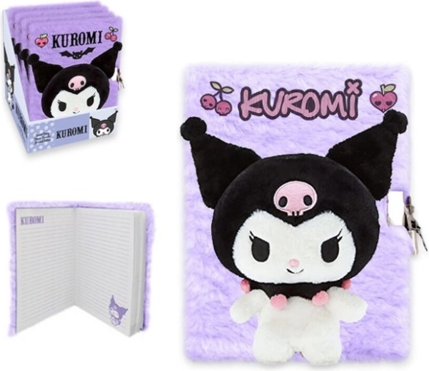 Plüsch-3D-Tagebuch A5 KUROMI mit Reißverschluss