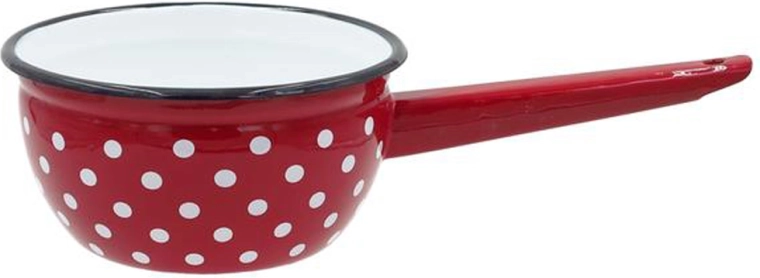 Emaille-Kasserolle 1,5 l, rot mit weißen Punkten