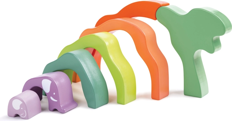 Regenbogen-Stapelwürfel Safari-Elefanten